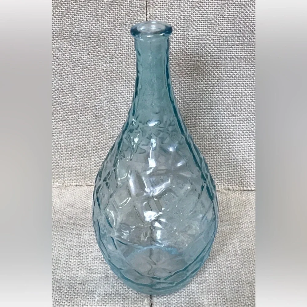 Vintage Light Blue Glass Bud Vase Textured Fairy Core Coastal Grandma Ocean